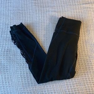 𝅺fabletics Powerhold Black Full Length Leggings With Mesh Sides Size XS (1278)